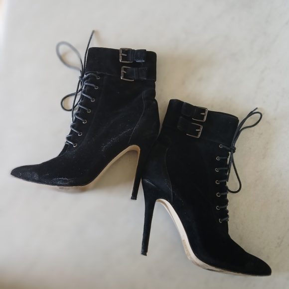 Simmi Black Lace-Up Stiletto Ankle Boots - Picture 2 of 5